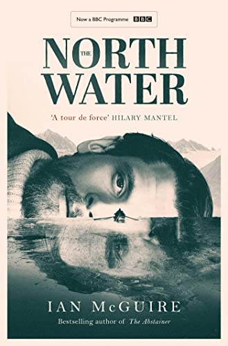 Book cover featuring a man’s face reflected in icy water, with mountains.