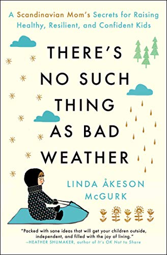 Book cover showing a child on a sled with illustrations of weather and trees.