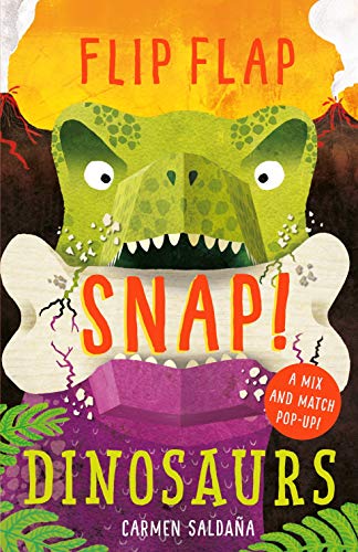 Book cover with a green dinosaur head and bone-shaped flaps.