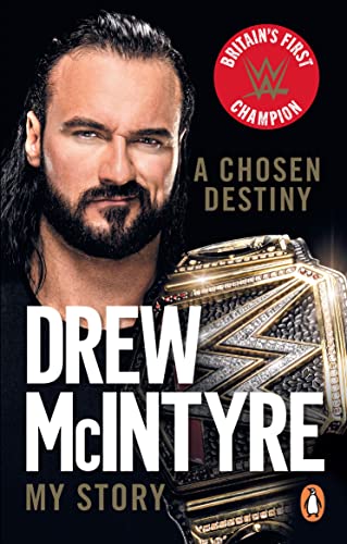Book cover featuring wrestler Drew McIntyre holding a championship belt.