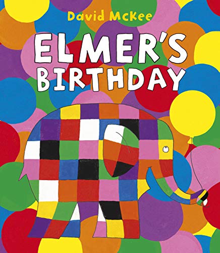 Colorful patchwork elephant on the cover of a children’s book.