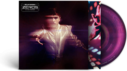 "Album cover of 'Zeros' by Declan McKenna, featuring a man in a shiny jacket."