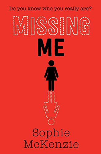 Book cover: red background, white text "MISSING ME", stick figure, author name.