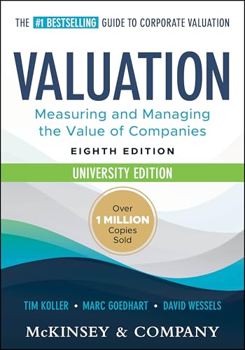 Book cover: "Valuation," eighth edition, University Edition, by Koller, Goedhart, and Wessels.