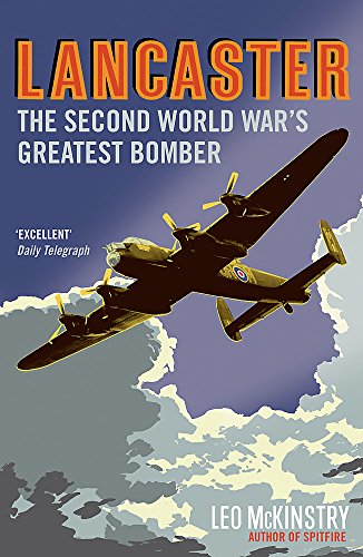 Book cover depicting a Lancaster bomber flying through cloudy skies.
