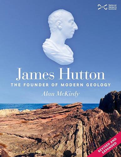 Book cover featuring a white bust of James Hutton over a rocky coastal landscape.