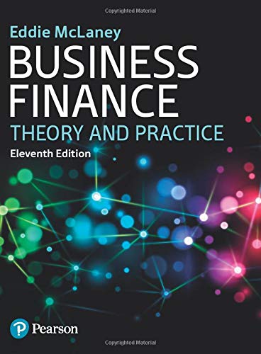 Book cover: "Business Finance" eleventh edition, with abstract network graphic.