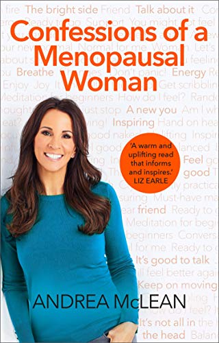 "Book cover with a smiling woman in teal shirt and orange title text."