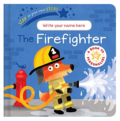 Personalized children’s book cover featuring a fox dressed as a firefighter.