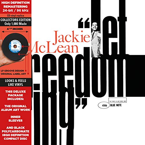 CD cover for Jackie McLean’s “Let Freedom Ring” featuring portrait and vinyl design.