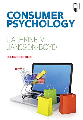 Book cover for "Consumer Psychology" with shopping cart and laptop imagery.