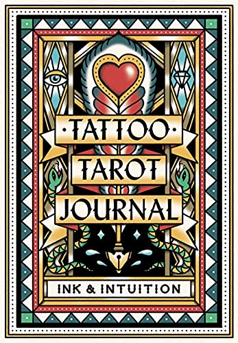 Tattoo Tarot Journal cover with heart, eye, snake, and geometric designs.