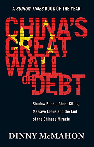 Book cover: "China's Great Wall of Debt" with brick and flag imagery.