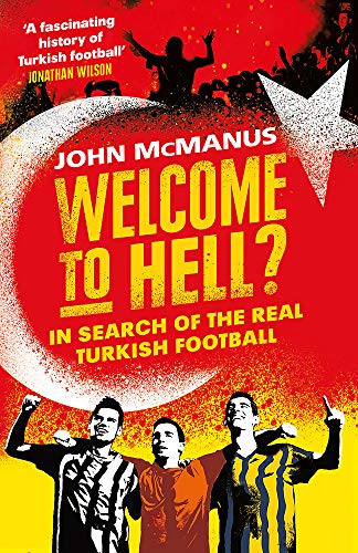 Book cover: red background, crescent moon, footballers, title “Welcome to Hell?”