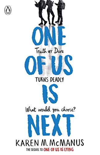 Book cover: “One Of Us Is Next” with silhouetted figures and blue text.