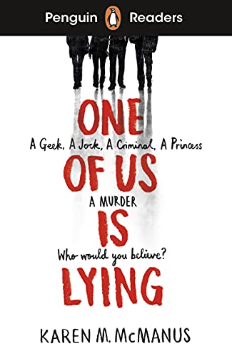 Book cover for One of Us Is Lying showing silhouettes of four students.