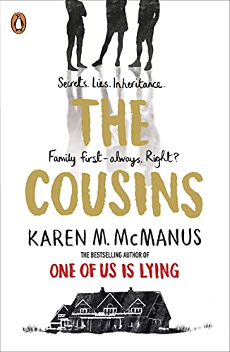 Book cover for The Cousins by Karen M. McManus featuring silhouettes and a house.