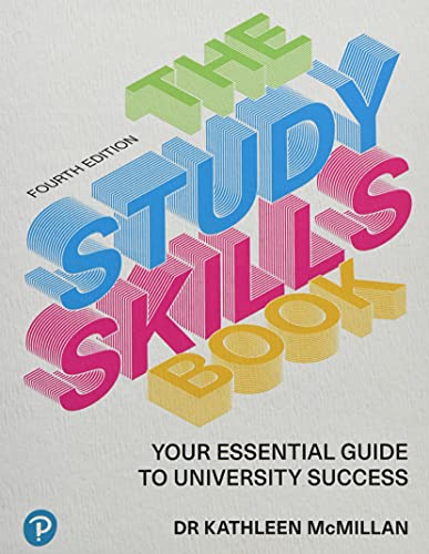 Book cover: "The Study Skills Book," fourth edition, colorful 3D text.