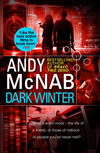 Book cover: "Dark Winter" by Andy McNab, featuring figures in red light.