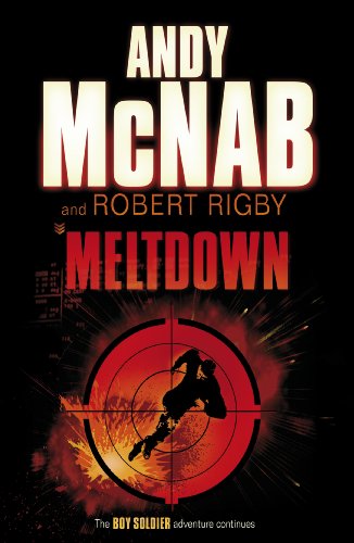 Book cover: "Meltdown" by Andy McNab, featuring a silhouetted figure in crosshairs.
