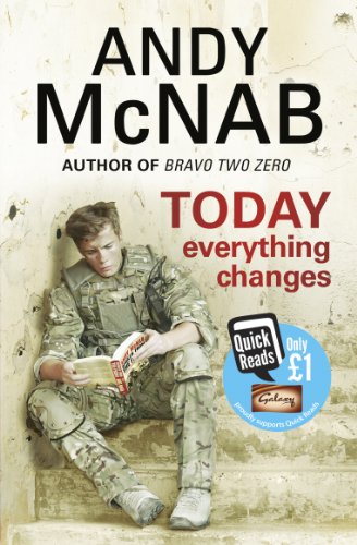 Book cover: "Today Everything Changes" by Andy McNab, featuring a soldier.
