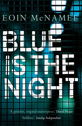 Book cover: "Blue is the Night" with blue grid and white text.