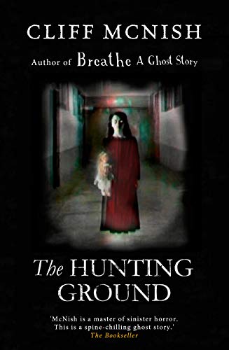 Book cover showing a girl in a red dress holding a doll in a hallway.
