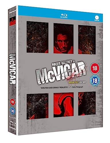 “McVicar” Blu-ray cover featuring Roger Daltrey in a prison setting.