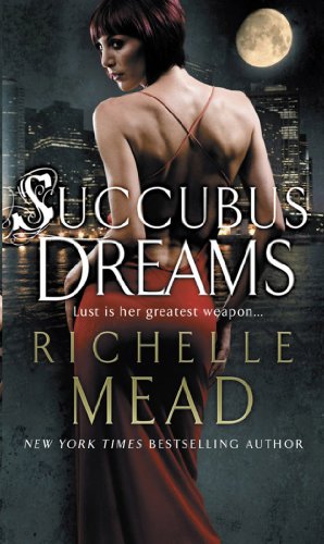 Book cover featuring a woman with red hair, city skyline, and moon.