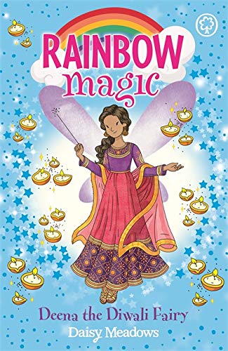 Book cover featuring a fairy in red and purple Diwali attire.