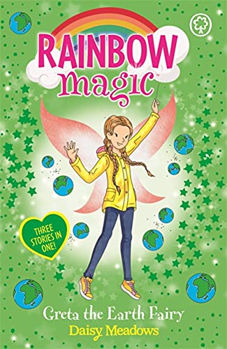 Book cover: girl with wings and globes, titled "Greta the Earth Fairy.