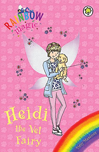 Book cover: fairy girl with puppy, pink background, "Heidi the Vet Fairy".