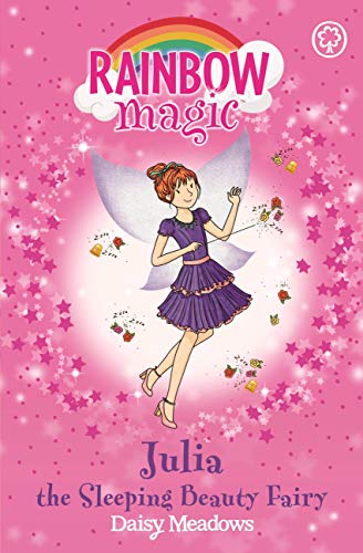 Book cover featuring a young fairy with red hair in a purple dress.