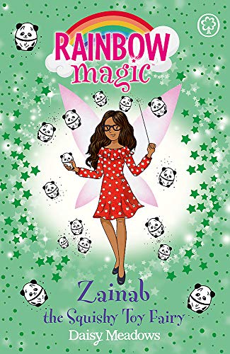 Book cover featuring Zainab the fairy surrounded by floating panda squishy toys.