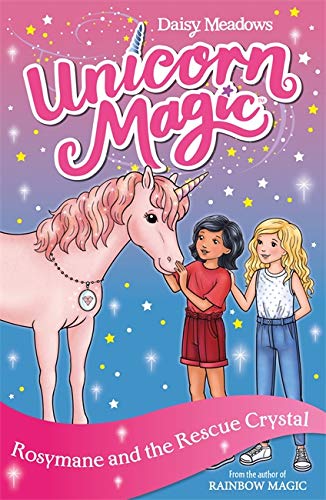 Book cover featuring a pink unicorn with two young girls.