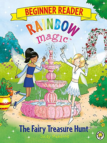 Book cover: two fairies near a pink fountain in a garden.