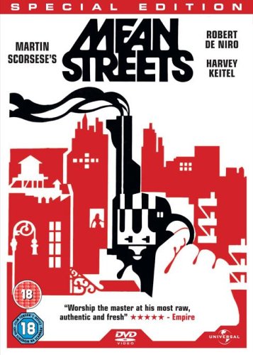 Mean Streets" DVD cover: red and black cityscape with a hand holding a gun.