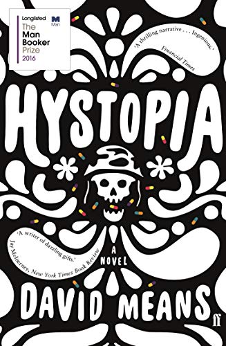 Book cover for “Hystopia” with black and white floral design, skull, and text.