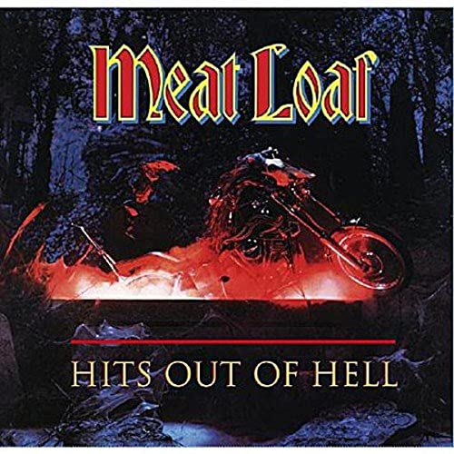 Meat Loaf album cover: burning motorcycle in a dark, wooded landscape.