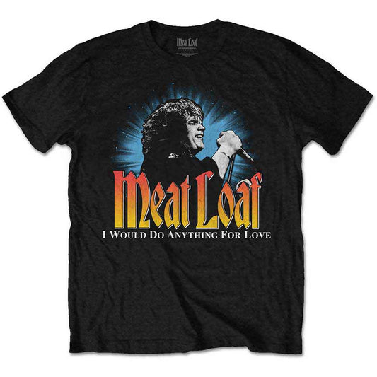 Black unisex T-shirt featuring a Meat Loaf Live graphic print on the front.