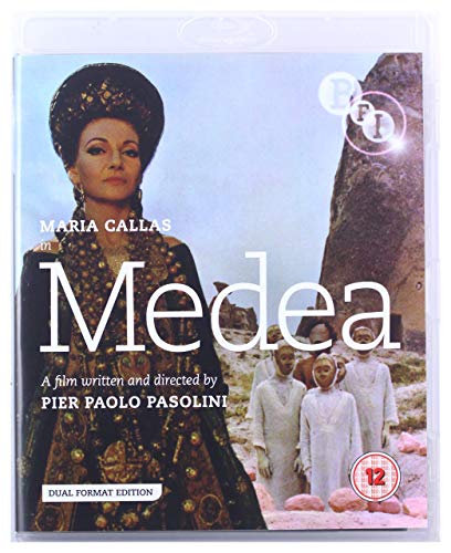Blu-ray cover for "Medea" featuring Maria Callas in a dramatic pose.