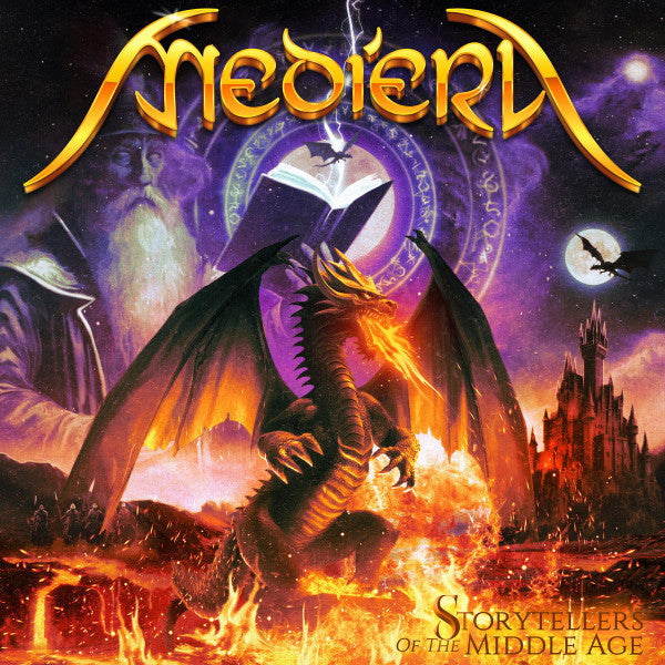 CD cover art featuring a dragon, castle, wizard, and magical portal.