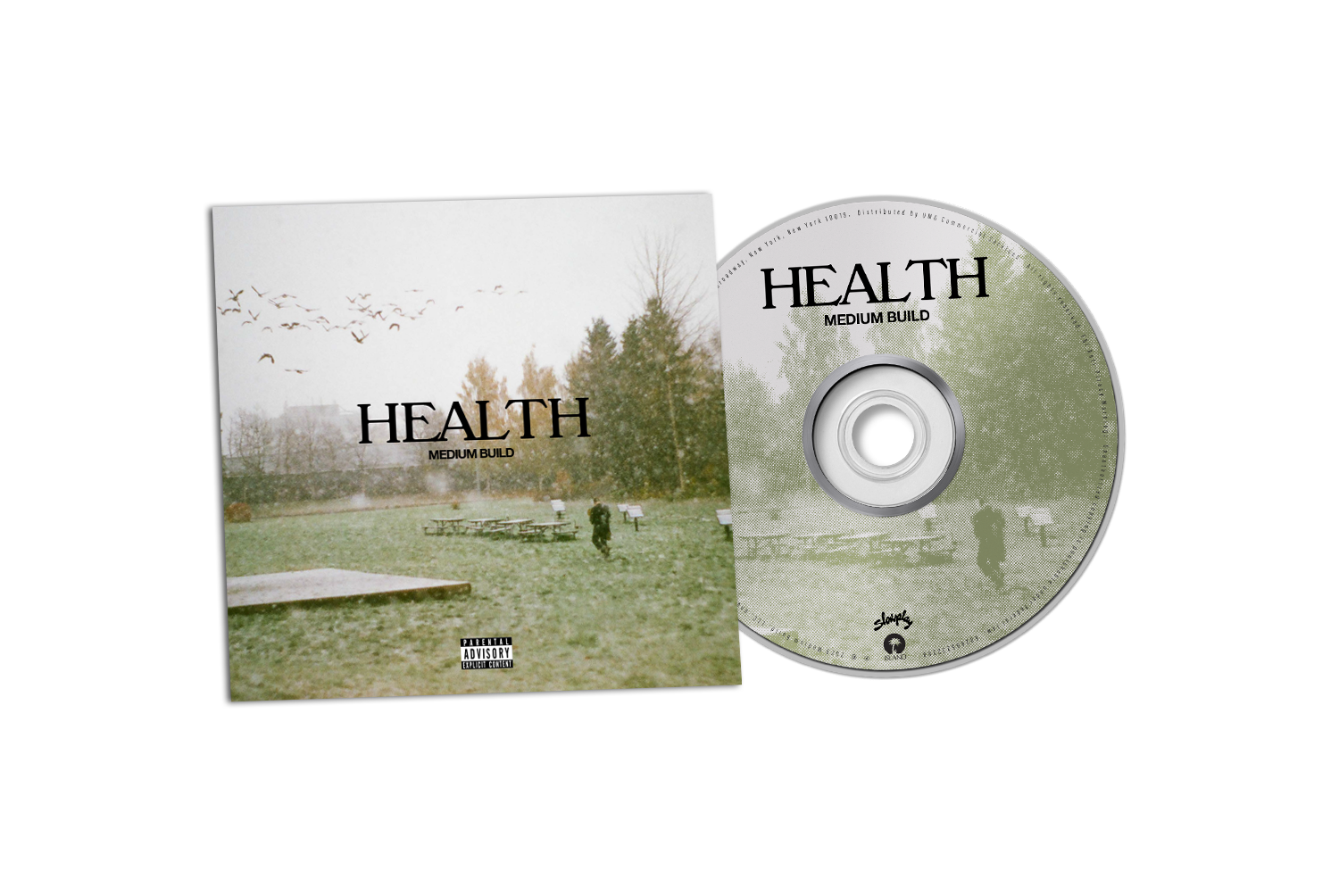 CD cover for HEALTH’s “Medium Build” with a winter landscape.