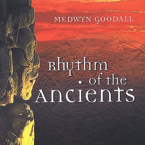 CD cover for Medwyn Goodall’s “Rhythm of the Ancients” with stone carving.