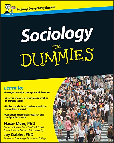 Book cover for "Sociology For Dummies" with a crowd scene below text.