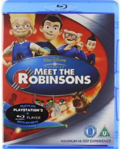 Meet the Robinsons" Blu-ray cover featuring animated characters and a futuristic scene.