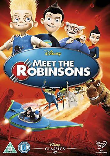 DVD cover art for Disney's Meet the Robinsons featuring animated characters against orange background.