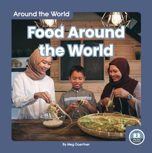 Book cover: “Food Around the World” with family preparing food.