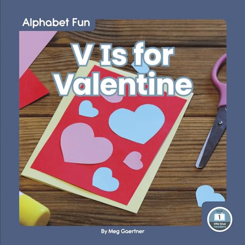 Book cover with a red heart card, blue hearts, and crafting supplies.