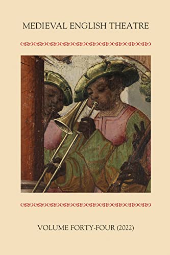 Book cover: Medieval English Theatre 44, featuring musicians from a painting.